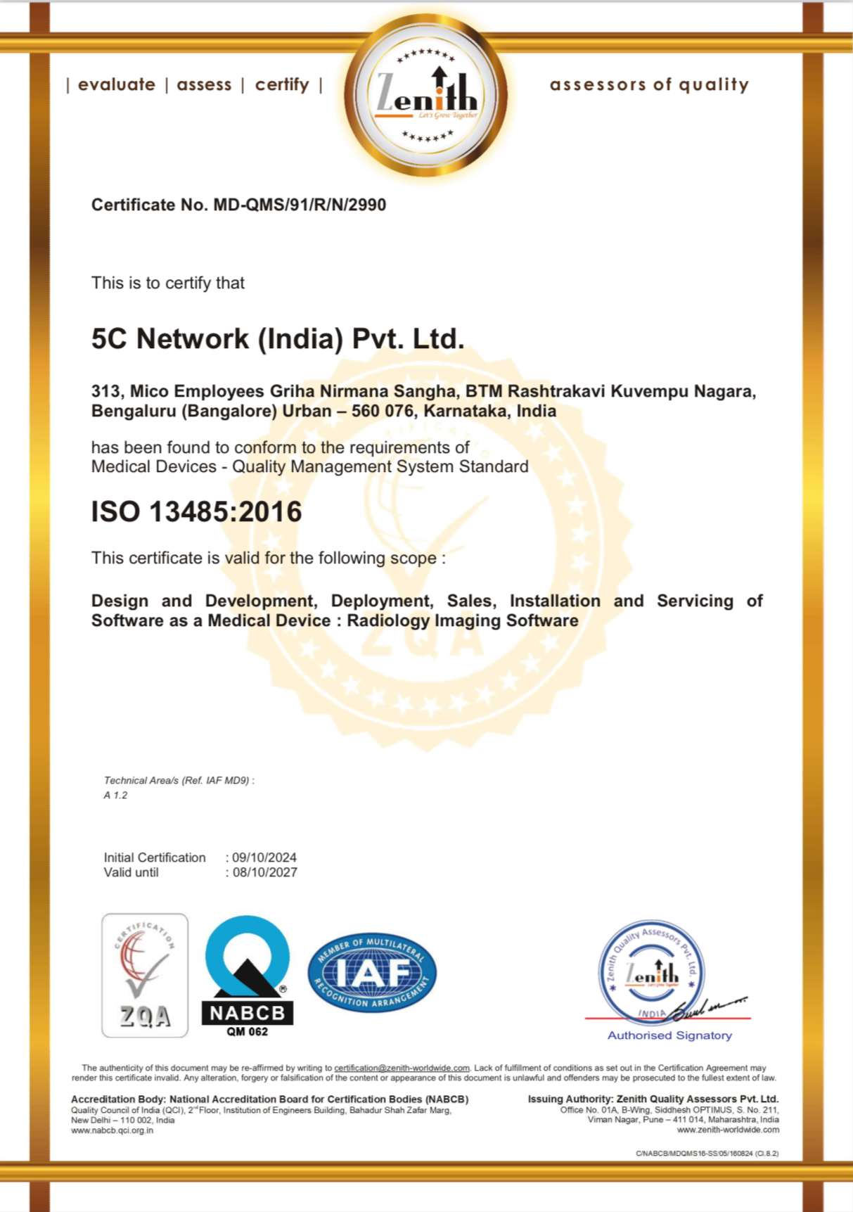 ISO 13485:2016 Certificate