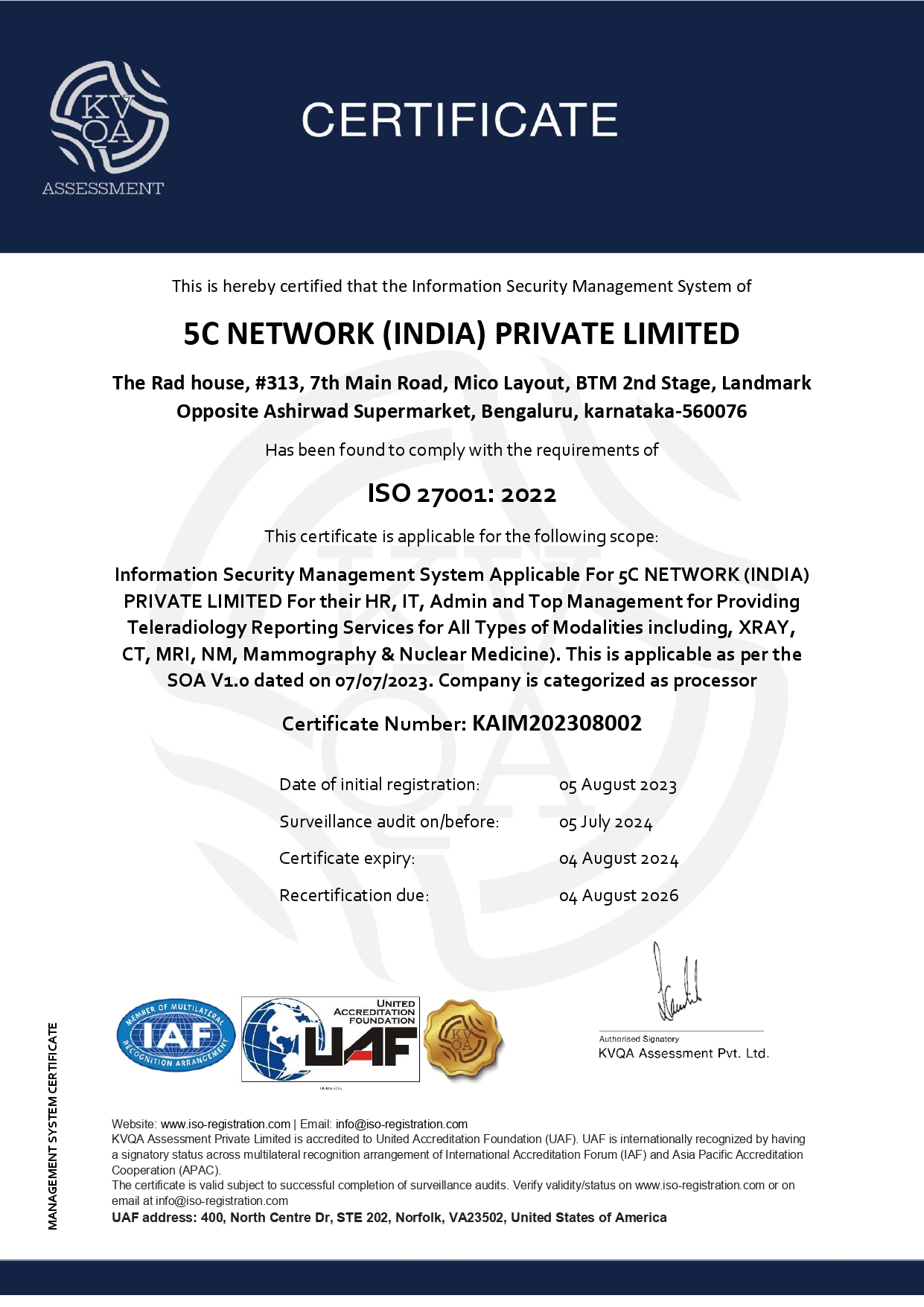 ISO 27001:2022 Certificate