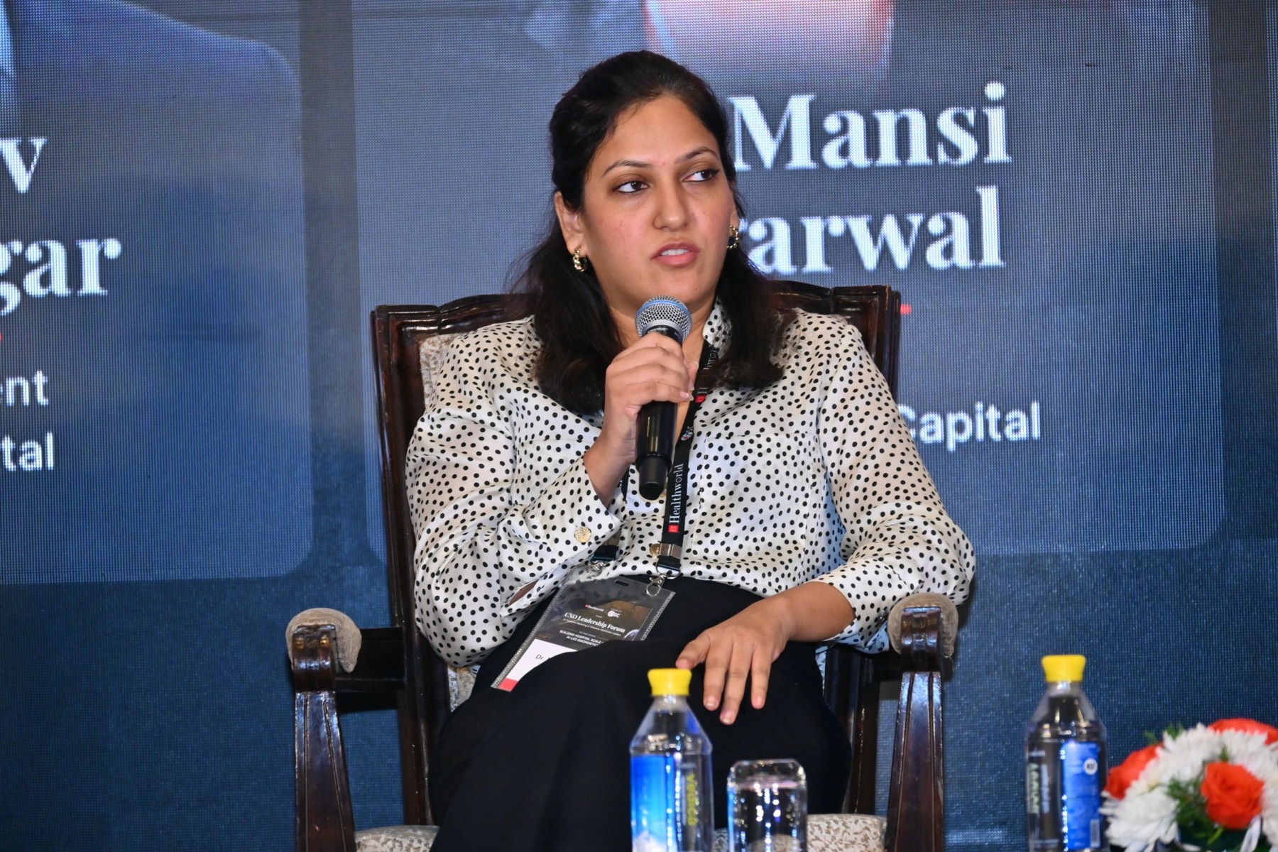Dr. Mansi Aggarwal speaking on the AI-native hospital panel.