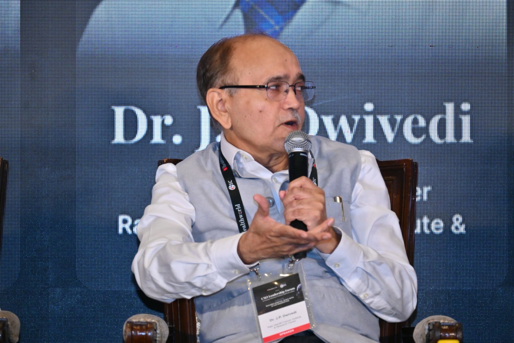 Dr. J.P. Dwivedi speaking on the data panel.