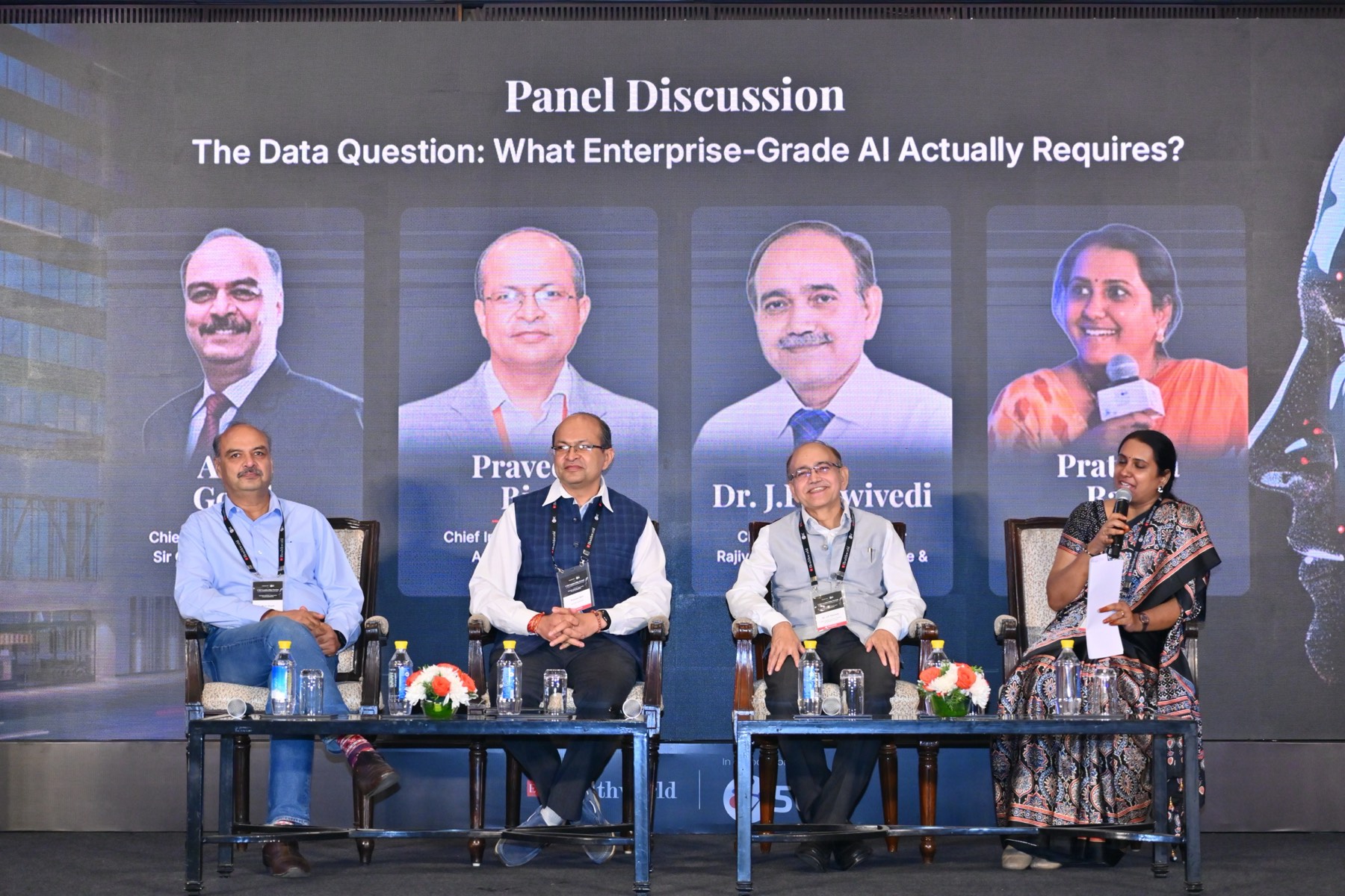 The data and enterprise AI panel of hospital CIOs on stage.